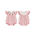 thumbnail image 2 of Cenuakty Newborn 0-18M Girls Rompers Cherry Embroidery Round Neck Fly Sleeve Infant Fashion Bodysuits Jumpsuits, 2 of 9