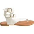 thumbnail image 2 of Journee Collection Womens Kyle Faux Leather Ankle Straps Flat Sandals, 2 of 6