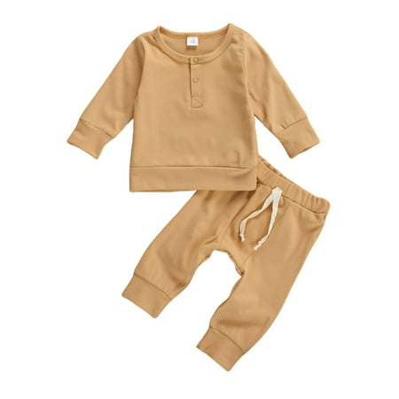 

Newborn Baby Fall Winter Outfit Long Sleeve Top Sweatshirt Stripe Pants Leggings 2Pcs Clothes Set