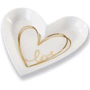 Kate Aspen Shaped Love Ceramic Gold Foil Wedding Trinket Dish, Heart Medium