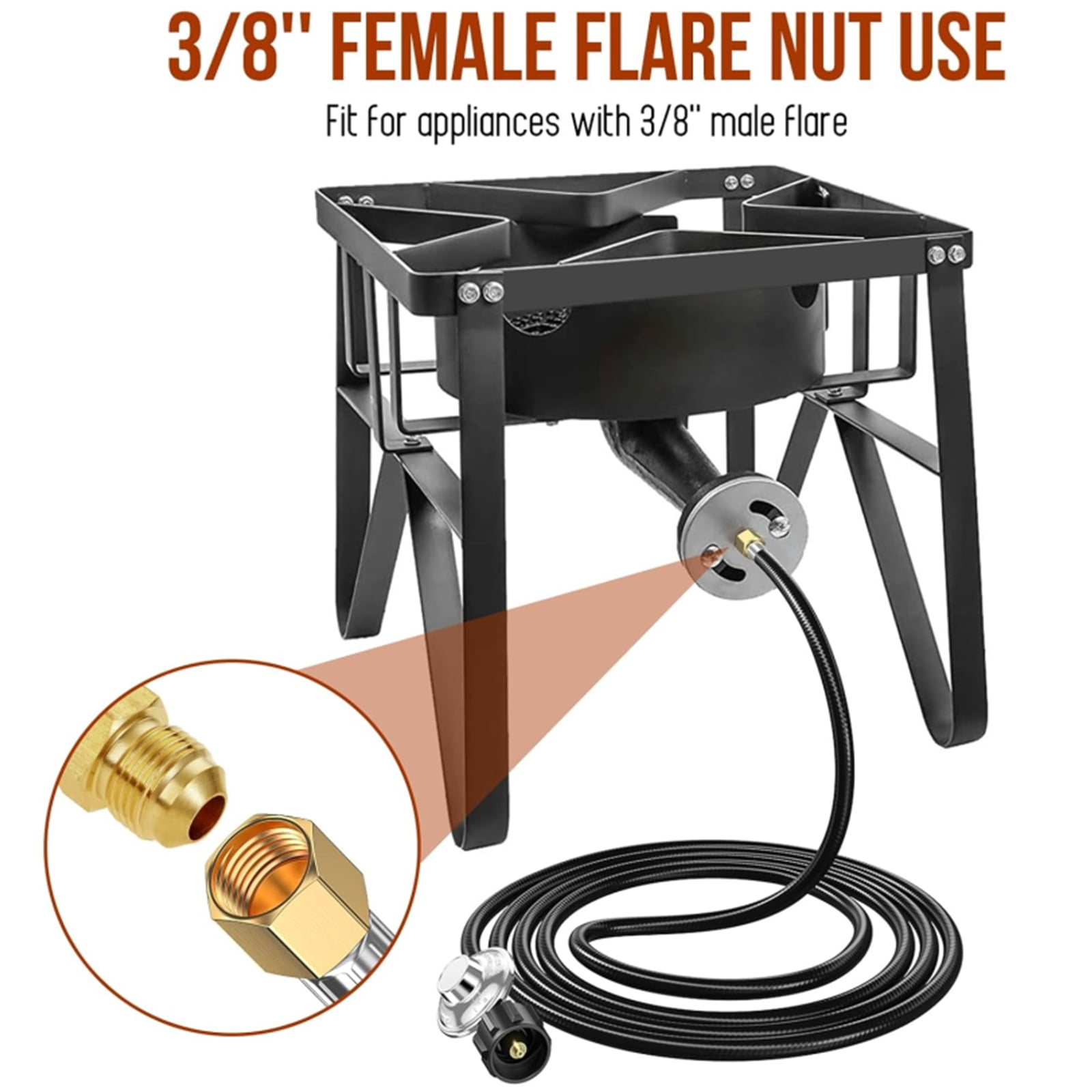 PatioGem 12FT Propane Adapter Hose with Regulator, QCC1 Gas Grill Regulator and Hose with Elbow Adapter for 17" and 22" Blackstone Tabletop Griddle and Most LP Gas Grill with 3/8'' Connect Fitting