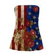 thumbnail image 4 of Womens 4th of July Smocked Strapless Pleated Tube Tops Pariotic Print Strapless Pleated Bandeau Tunic Sleeveless Tank Tops, 4 of 5