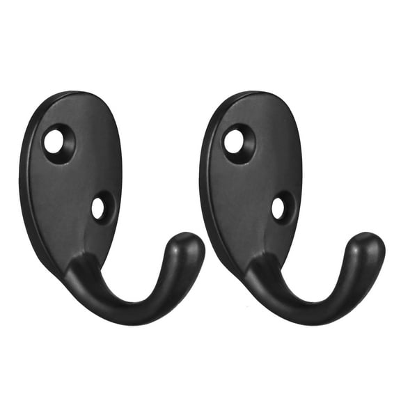 Unique Bargains Durable Coat Hooks Wall Mounted Retro Hooks Utility Black Hook for Coat Towel Key Cap Cup Hat 38mm x 25mm x 42mm 2Pcs