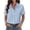 Light Blue, variant on Shirts for Women Trendy Rolled Cuffed Short Sleeve Button Up Blouse Business Casual Tops