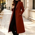 thumbnail image 4 of LEKWK Long Winter Coats for Women Button Down Notched Lapel Overcoat formal Dressy Business Casual Trench Jacket Warm Outwear Orange L, 4 of 9
