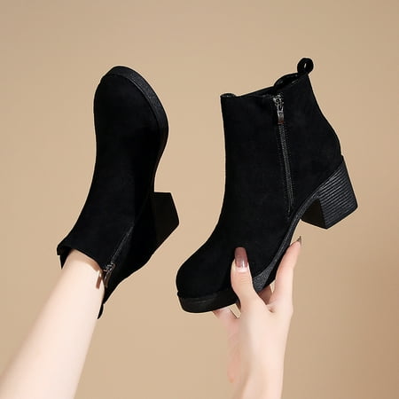 

Akiihool Boots for Women Fashion Women s Low Wedges Ankle Boots Classic Ultra Snow Platform Anti-Slip Boot for Outdoor (Black 8)