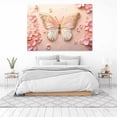 thumbnail image 3 of Mudket Pink and Gold Butterfly with Flowers Canvas Wall Art, Floral Wall Decor, Framed Ready to Hang Artwork for Living Room Bedroom - 12"L x 8"W, 3 of 10