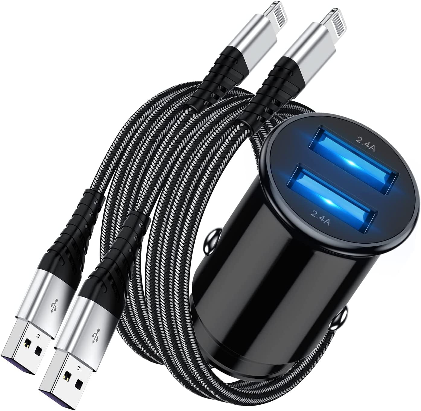 iPhone Car Charger [Apple MFi Certified] 24W Car Fast Charger Cable