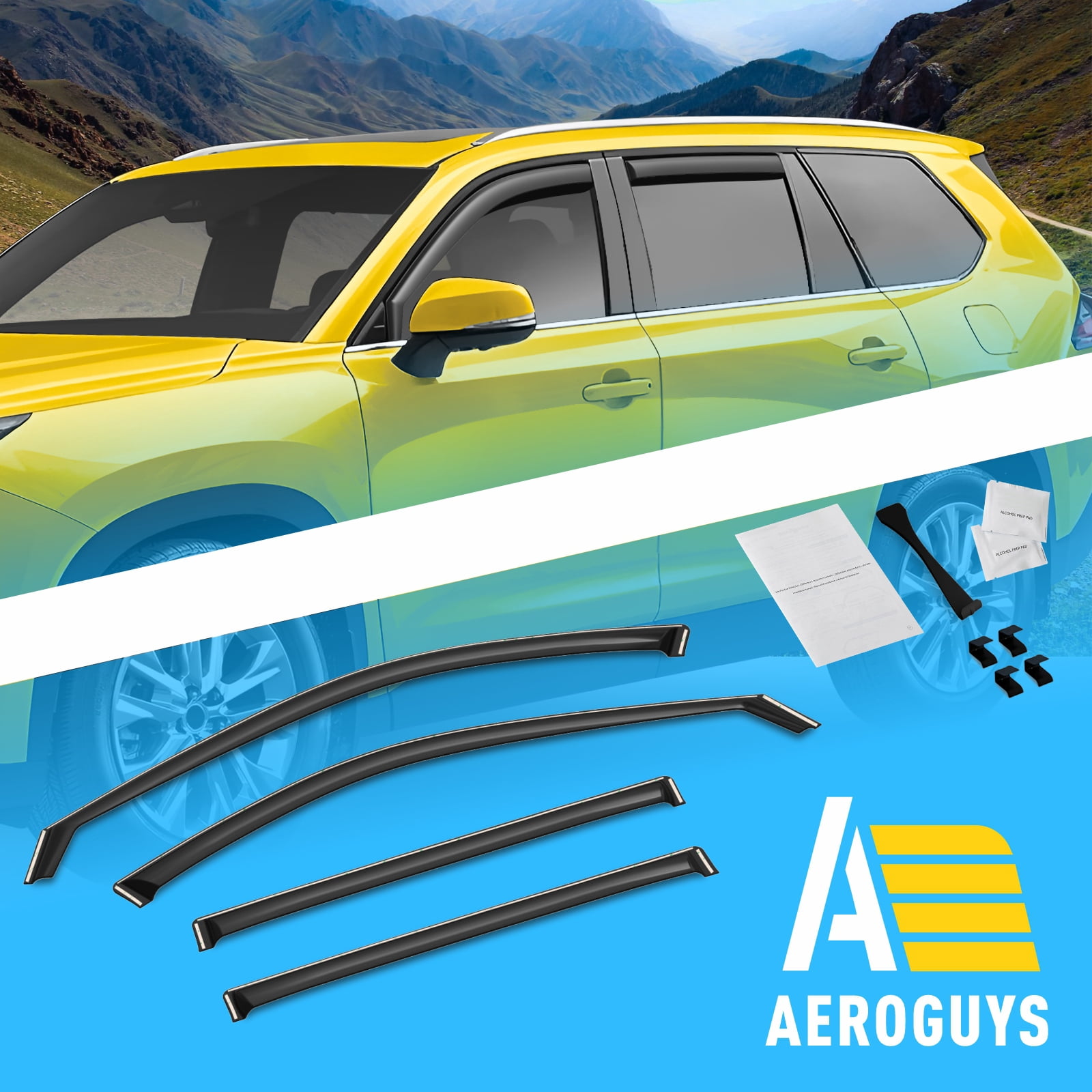 AEROGUYS Extra Durable Window Deflectors In-Channel Window Visors Rain Guards Fit for Toyota Grand Highlander 2024-2026, Sun Visors,Wind Vent Visors,vent shades, Exterior Car Accessories-4 pcs AG0691