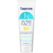 Coppertone Face SPF 50 Oil Free Sunscreen Lotion, Sunscreen for Face, 3 fl. oz.