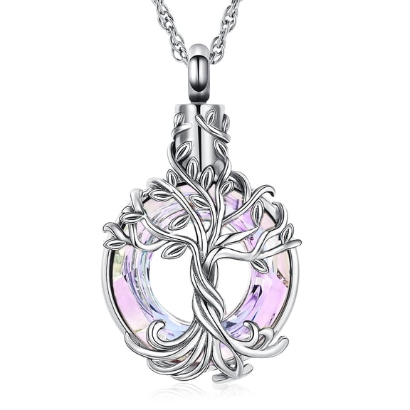 Tree of Life Circle Urn Pendant Cremation Jewelry for Ashes Holder Memory Necklace Human Pet Memorial Jewelry