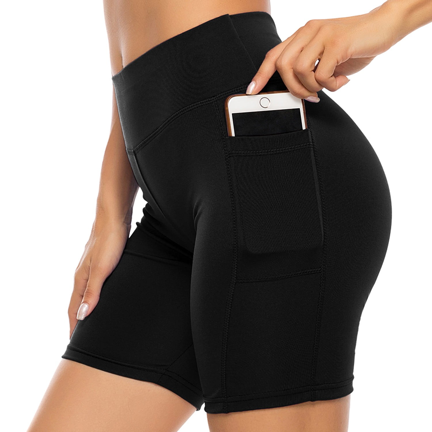 SEASUM SEASUM Women's High Waist Yoga Shorts With Pockets Tummy