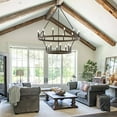 thumbnail image 3 of ACROMA  20-light Modern Farmhouse 40In Round Wagon Wheel Chandelier Weathered Walnut Weathered Adjustable Brass, Painted Walnut, 3 of 5
