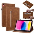 thumbnail image 1 of TECH CIRCLE Case for iPad 10th Generation 2022, PU Leather Shockproof Protective Card Slots Zipper Pocket Multiple Viewing Angles Stand Auto Wake/Sleep Wallet Case For Apple iPad 10th Gen,Brown, 1 of 7