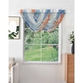 thumbnail image 2 of Orange Navy Blue Coral Sheer Waterfall Valance Curtains for Window, Summer Beach Coastal Ocean Blue Wood Rod Pocket Sheer Topper Swag Curtains for Living Room, Kitchen 38.5"W x 47.2"L, 3 Panels, 2 of 7