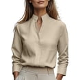 thumbnail image 2 of Blouses for Women Button Down Shirts Long Sleeve Business Casual Tops Collared Office Chiffon Dress Shirts, 2 of 6