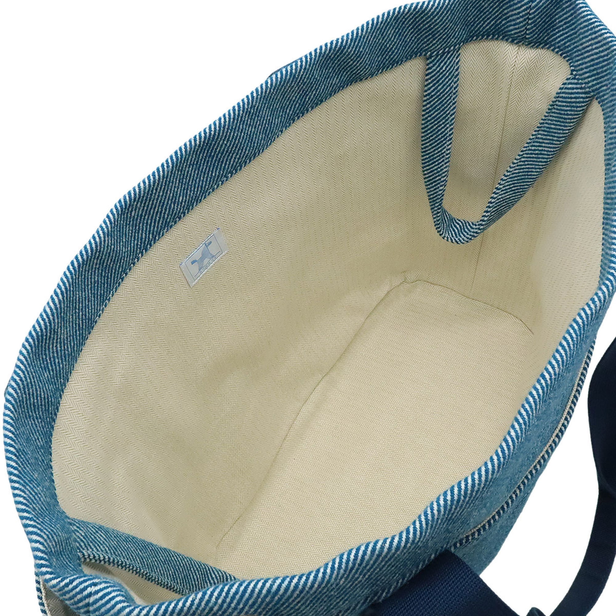 Pre-Owned HERMES Animonatte Diaper Bag Tote Shoulder Horse Wool Blue Pants (Diaper changing mat...