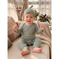 thumbnail image 5 of RUINIXCW Baby Boy Fall Outfit Cute Letter Embroidery Long Sleeve Romper and Hat Set, 5 of 6