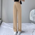 thumbnail image 2 of Pantalones anchos de color liso para mujer - Pantalones de traje de cintura alta con cintura elástica - Mezcla de poliéster y spandex, dos bolsillos, ideales para la oficina y para looks informales, 2 of 5