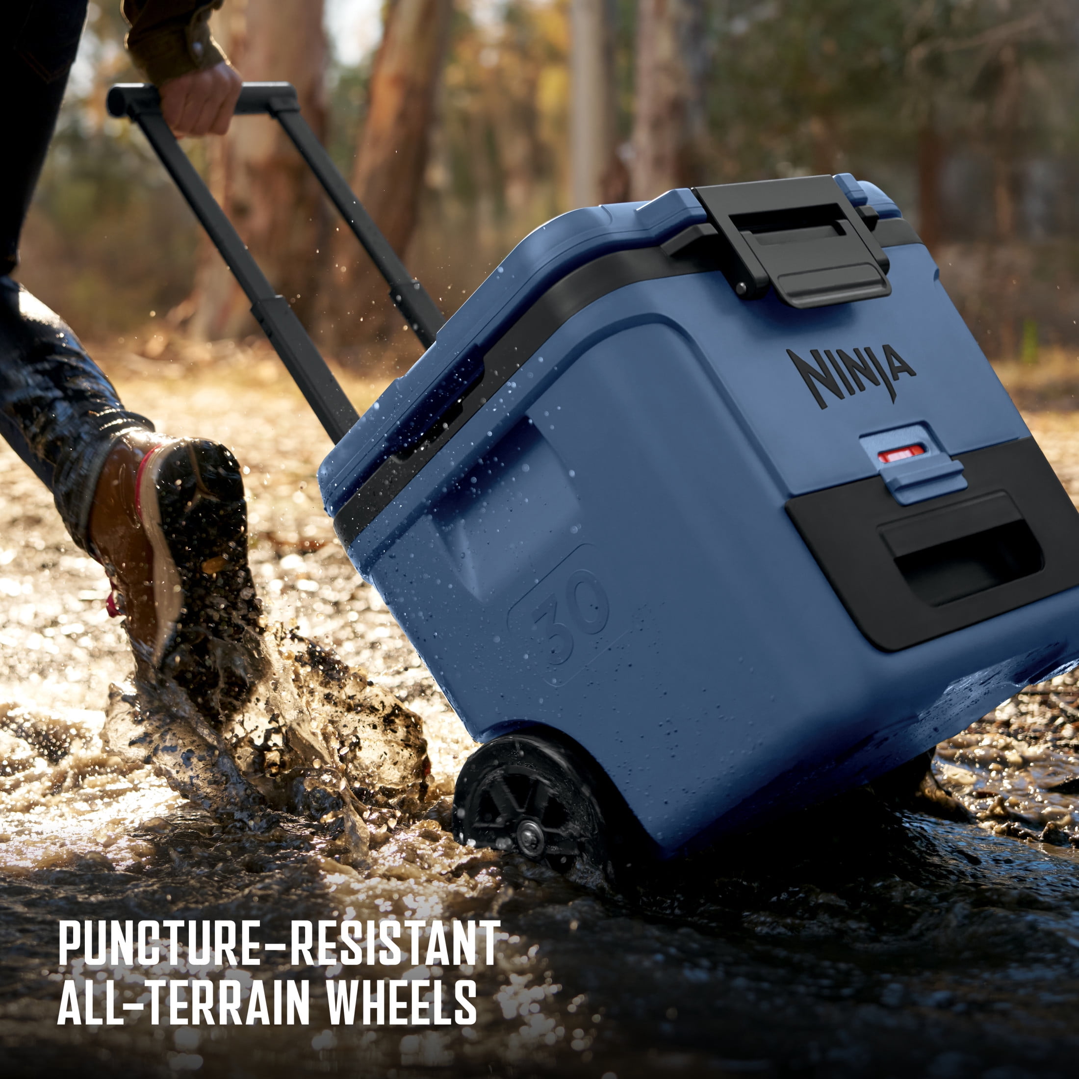 Ninja FrostVault 30-Qt Wheeled Cooler with Cold Dry Zone, Integrated Fridge-Temp Dry Storage Drawer, Premium Heavy-Duty Insulated Cooler, Keeps Ice for Days, FB230BL Lakeshore Blue