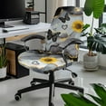 thumbnail image 2 of ZIATUBLES Computer Office Chair Covers Washable Dustproof Stretch Computer Office Chair Cover with Snap Button Removable Furniture Protector Cover, S, Sunflower Butterfly Gray Black Yellow Marble, 2 of 7