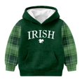 thumbnail image 7 of Toddler Waffle St Patrick's Day Hoodie With Shamrock Irish Print Crew Neck Pullover With Pockets Dark Green 4 Y-5 Y, 7 of 7