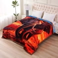 thumbnail image 3 of HAOK Fleece Bed Blanket Queen Size 85" x 93", 3-Ply Heavy Thick Winter Blanket 8lb, Floral Printed Yellow Blue & Orange, 3 of 8