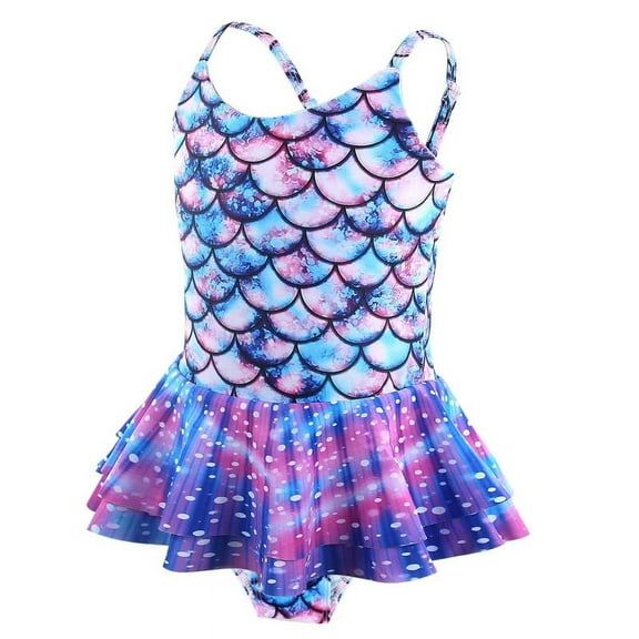 AIpartys Girls Swimming Costume Mermaid One Piece Swimwear Girls Ruffle Swimsuit for Kids Bikini Sets for Girls Summer Pool Beach Holiday Water Sports Surfing 2-3 Years 100 CM