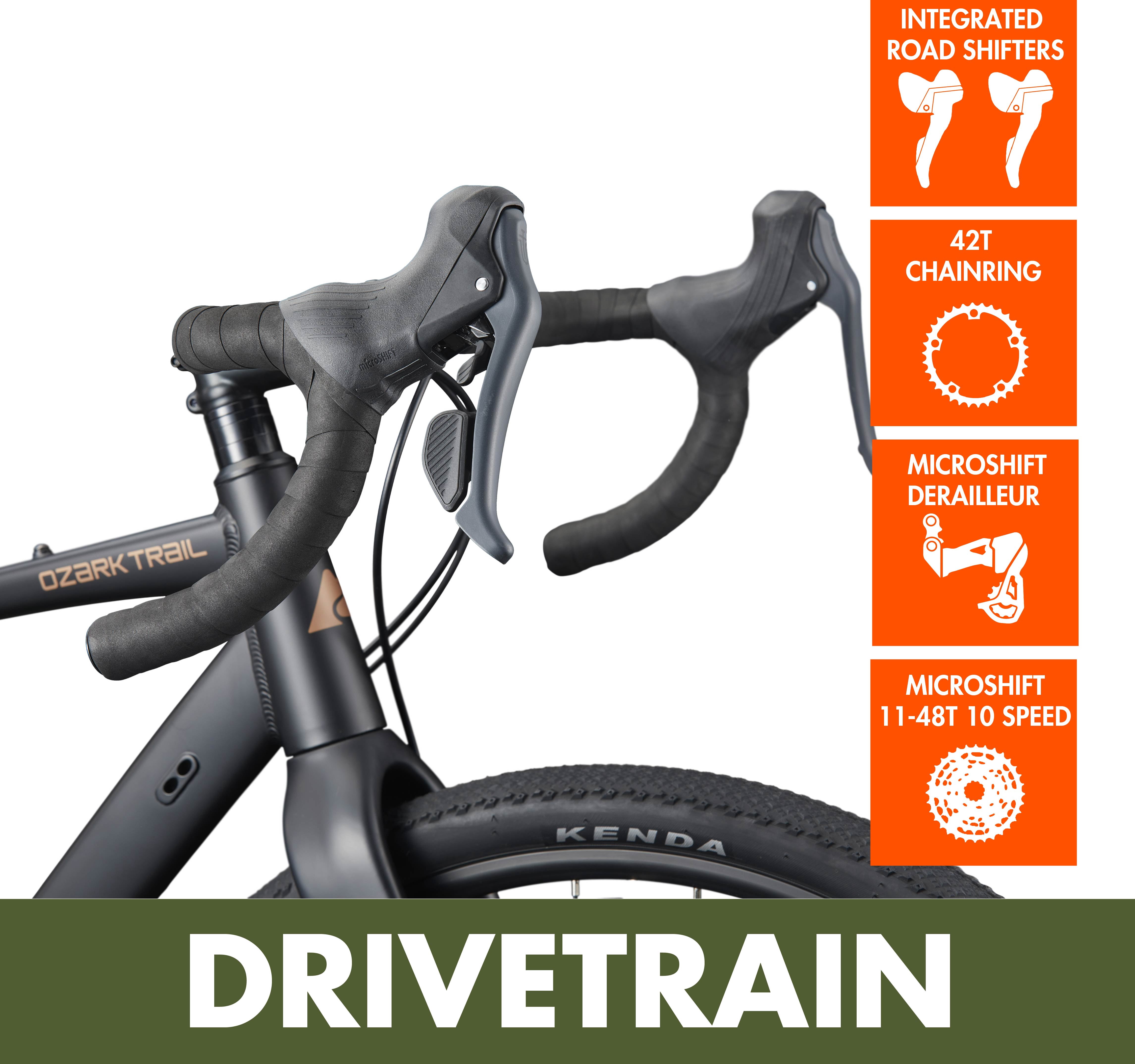 Ozark Trail G.2 Rebel Drop Bar Gravel Bike, 700C Wheels, Small Frame, Fits Riders 5'0" - 5'6", Black, Adult