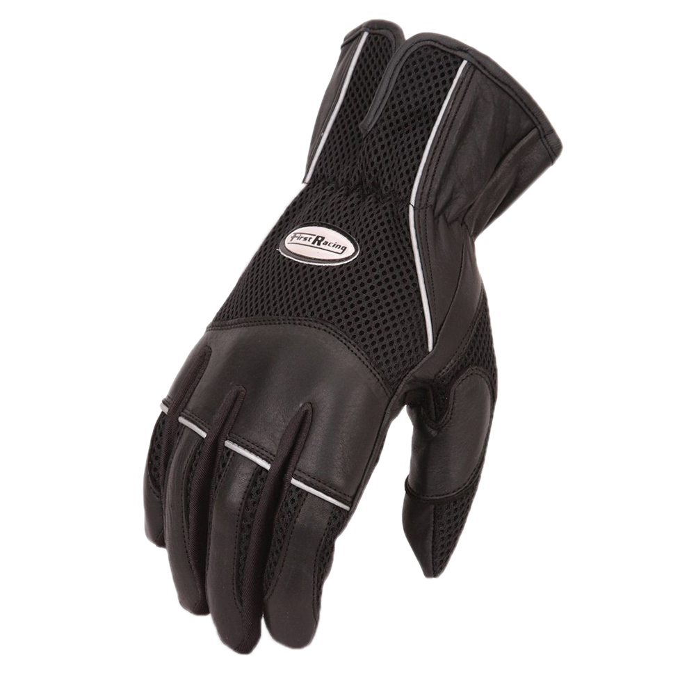 First Manufacturing Men's Reflective Strip Motorcycle Gloves Black XL