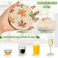 thumbnail image 2 of Yayeee 6 PCS Drink Coasters with Holder Set Woven Absorbent Round Tabletop Hot Pad, Brown Autumn Leaves, 2 of 7