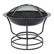 Angle View: Volity Outdoor Cast Iron Round Fire Pit,Wood Burning Fireplace for Camping,Patio,Outdoor,Heating,Bonfire,Backyard and Picnic