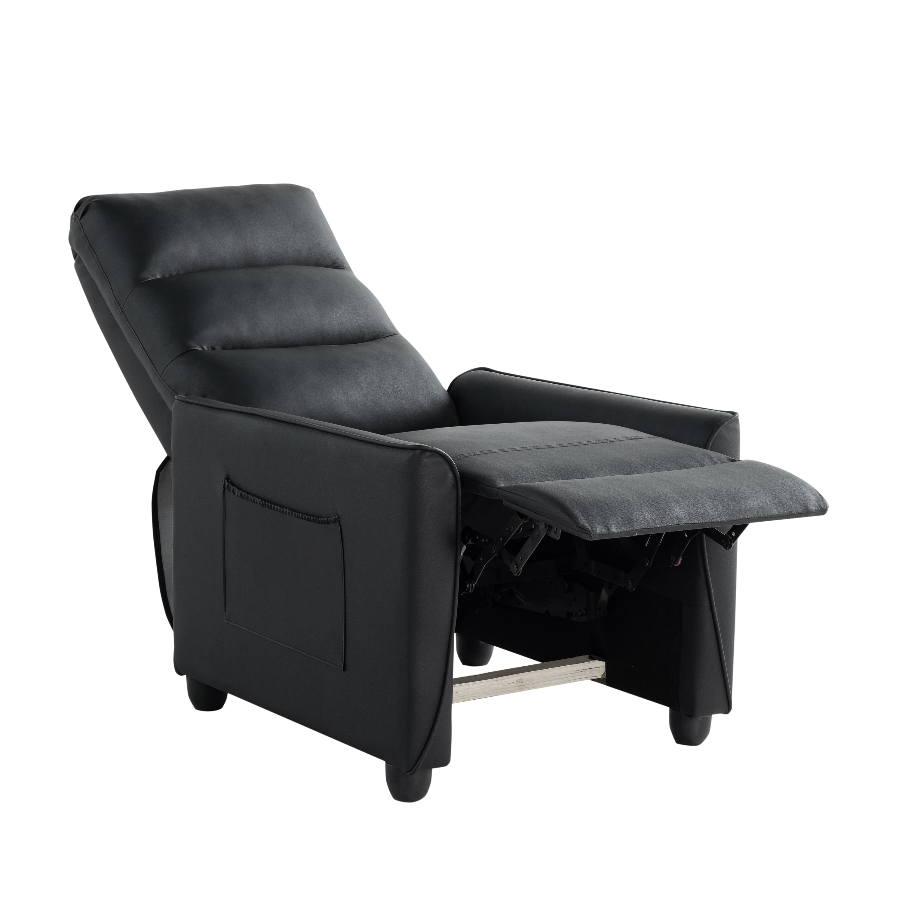 Relax A Lounger Morgan Modern Pushback Recliner, Black Faux Leather