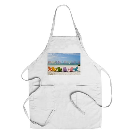 Panama Table And Chairs Panama City Beach, Florida - Colorful Beach Chairs - Lantern Press Photography (Cotton/Polyester Chef's Apron) ()