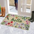 thumbnail image 3 of Hello Floral Decor Doormat - Summer Colorful Flowers Mat Non Slip Rubber Floral Decorative Front Door Mats Indoor Outdoor Rug 17" x 30" (Hello), 3 of 5