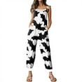 thumbnail image 4 of WTOBBY Women's Jumpsuit with Halloween Retro Print, Casual Loose Design and Suspenders in Cotton and Linen, Perfect for Relaxed Wear and Seasonal Events,BlackL, 4 of 6