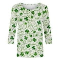 thumbnail image 5 of Wowcloth Woman's St. Patrick's Day Print T-shirt, Round Neck Three-Quarter Sleeves Loose Fit, Casual Top for Festive and Everyday Wear, 5 of 5