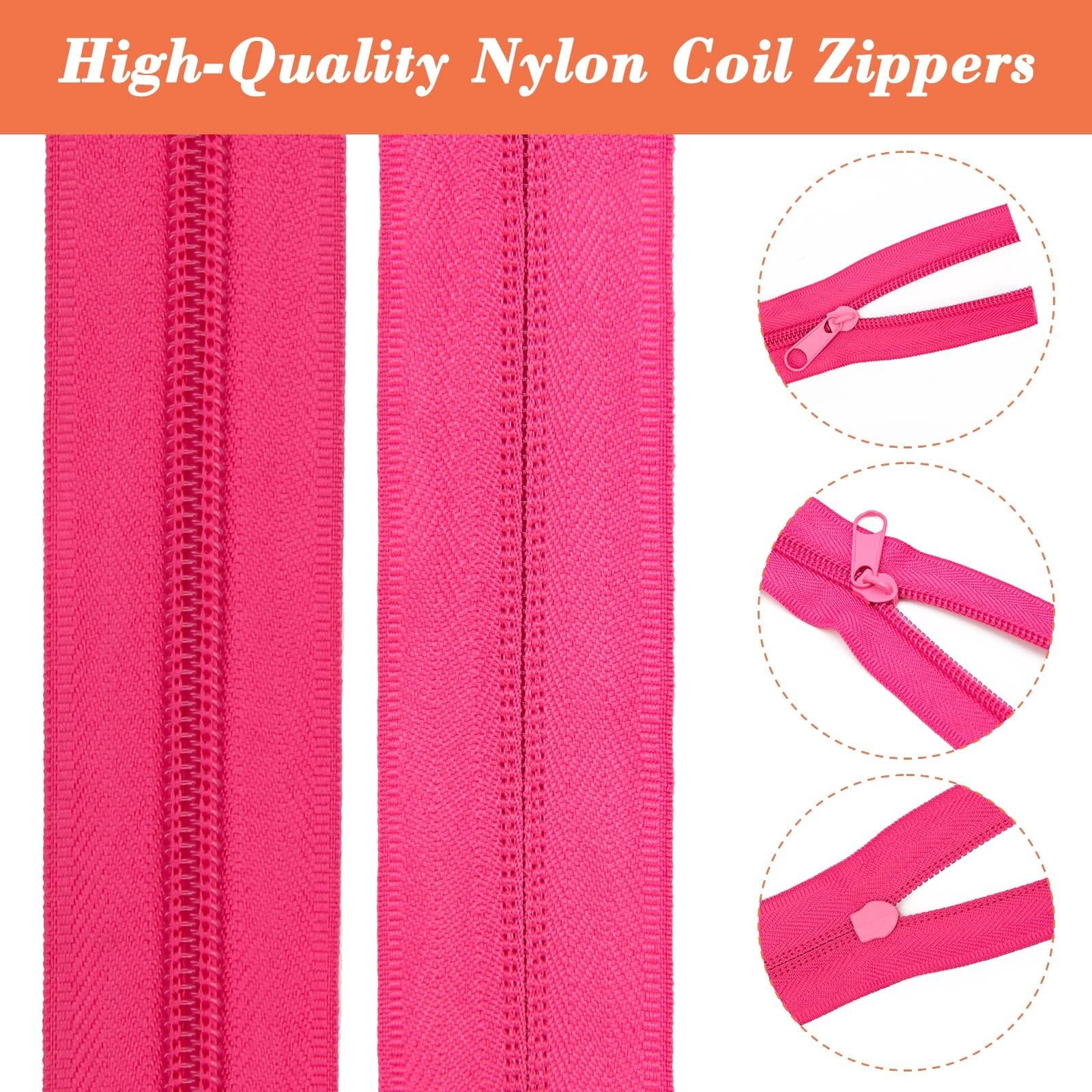 45 yards 15 Colors #5 Nylon Coil Zippers with 90pcs Pull Heads, Scissor, Ruler, Assorted Lengths Sewing Zipper for DIY Sewing Crafts Zipper Tape for Clothes, Bag, Purse Making Supplies Kit