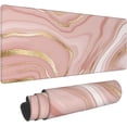 thumbnail image 1 of Pink Gold Marble Gaming Mouse Pad XL Extended Large Mousepad with Nonslip Rubber Base Stitched Edges Laptop Computer Keyboard Desk Mat for Office Home Gamer, 1 of 5