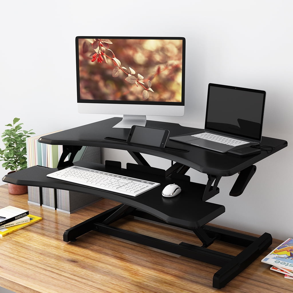 Height Adjustable Standing Desk, Gas Spring Monitor Riser, Ergonomic