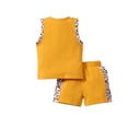thumbnail image 2 of Seyurigaoka Little Girl’s Leopard Stitching Sleeveless Tops and Short Pants Set, 2 of 9
