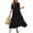 Black, variant on Laqbezok Women's V-Neck Tiered Midi Dress, Casual Short Sleeve Cuffed Summer Sundress, Loose Fit Ruffle Flowy Boho Gown
