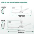 thumbnail image 5 of Ventilador de techo enchufable con gancho,Ventilador de luz 35W,5M cable de luz,Diámetro 28in/70cm.con mando a distancia, adecuado para la habitación, tienda al aire libre, verandas, garaje.Blanco., 5 of 5