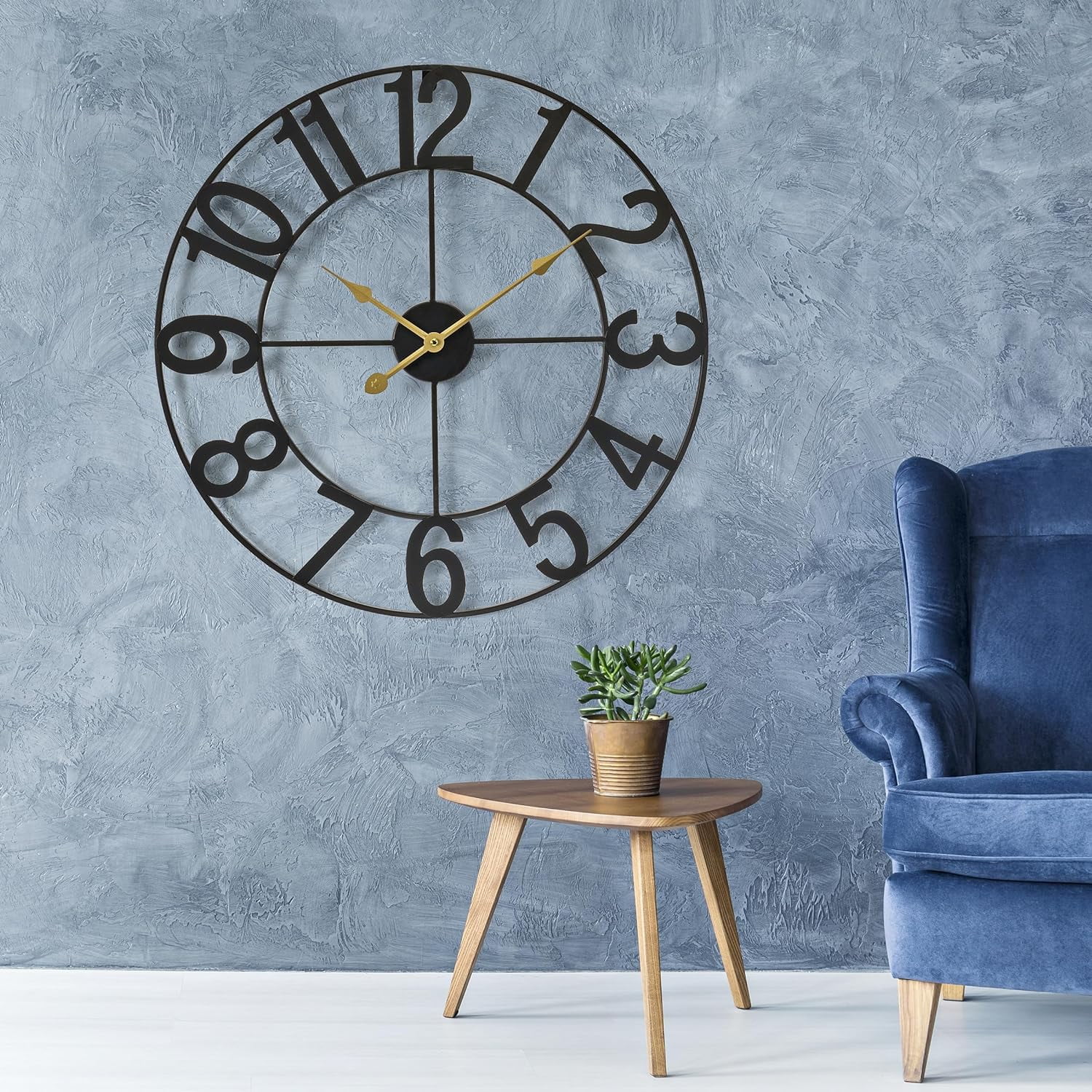 Sorbus Large Metal Numerical Wall Clock for Living Room Decor (Black, 24" Diameter)
