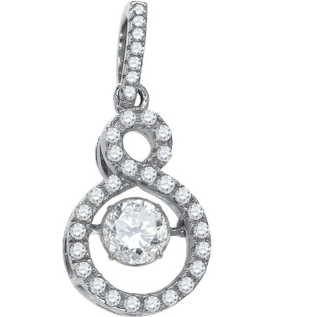 Sparkle Shades - 925 Sterling Silver Womens Sparkling Shaking CZ in Infinity Pendant Charm