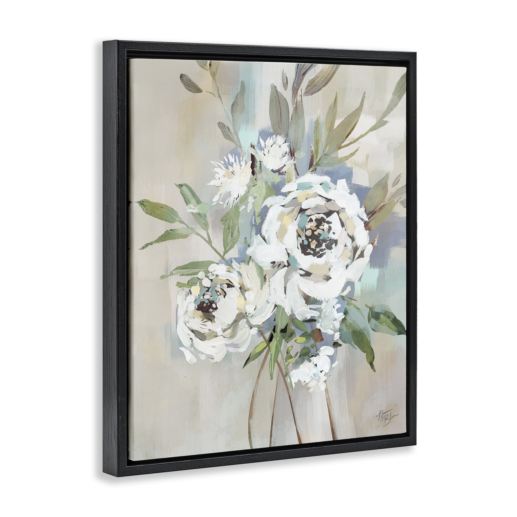 Stupell Industries Bundle of Antique Roses Plants & Flowers Painting Black Floater Framed Canvas Art Print Wall Art, 17 x 21