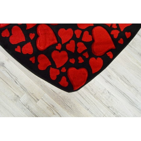 Twist Free Shape 3d Hand Carved Contemporary Modern Hearts Rug 5x5 4714 Red Walmart Com Walmart Com