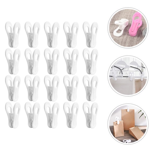 HEMOTON  20 Pcs Plastic Clothes Clips Socks Heavy Duty Hanger Bathroom Hooks for Towels Gloves Coat