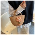 thumbnail image 2 of Xiao Hua Bolso de hombro tejido para mujer, bolso de mano y neceser, elegante bolso de mano tejido para playa, de verano, 28 x 11 x 15 cm (caqui A)., 2 of 4
