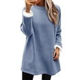 thumbnail image 2 of HLKJKLS Winter Clothing For Women Fashionable Solid Color Fleece Sweatshirt Polyester Warm Casual Blue S-3Xl, 2 of 8